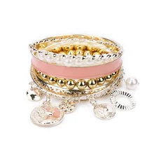 XINYAO новые богемные белые жемчужные золотые бусины широкие браслеты Набор шарм браслеты с подвесками в форме монет для женщин Роскошные Дубаи индийские ювелирные изделия