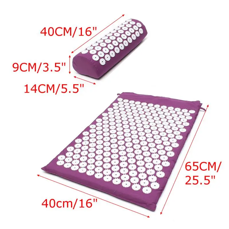 2 шт./компл. Акупрессура Мат Подушка Набор назад для сидения, подушка для подушки, двойной массажер для ног Акупунктура Спайка Коврик для йоги с подушкой, Автомобильная подушка для шеи и головы для облегчения боли
