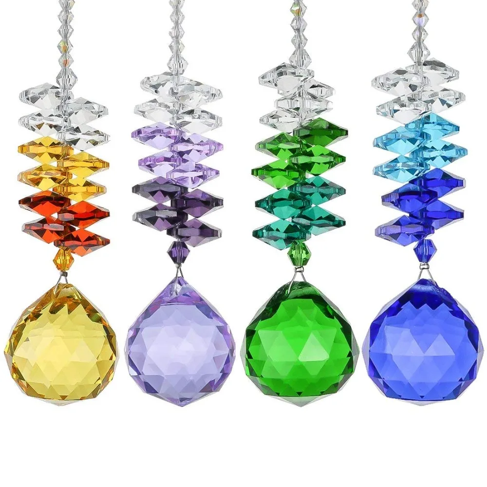 H&D 30mm Chandelier Crystal Ball Prisms Rainbow Octagon Beads Chakra