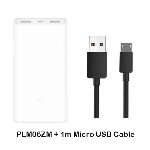 Внешний аккумулятор 20000 мАч PLM06ZM с двумя портами usb быстрая зарядка QC 3,0 20000 мАч Mi power Bank Внешняя батарея Портативная зарядка - Цвет: 2C Add Micro USB