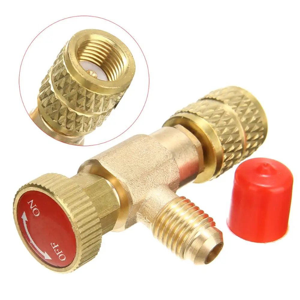 Air Conditioning Refrigerant Valve Adapter 1/4 SAE Male to 1/4 SAE Female and 1/4 SAE Male to 5/16 SAE Female Charging Hose Flow Control Valves Refrigeration Charging Adapter Connector