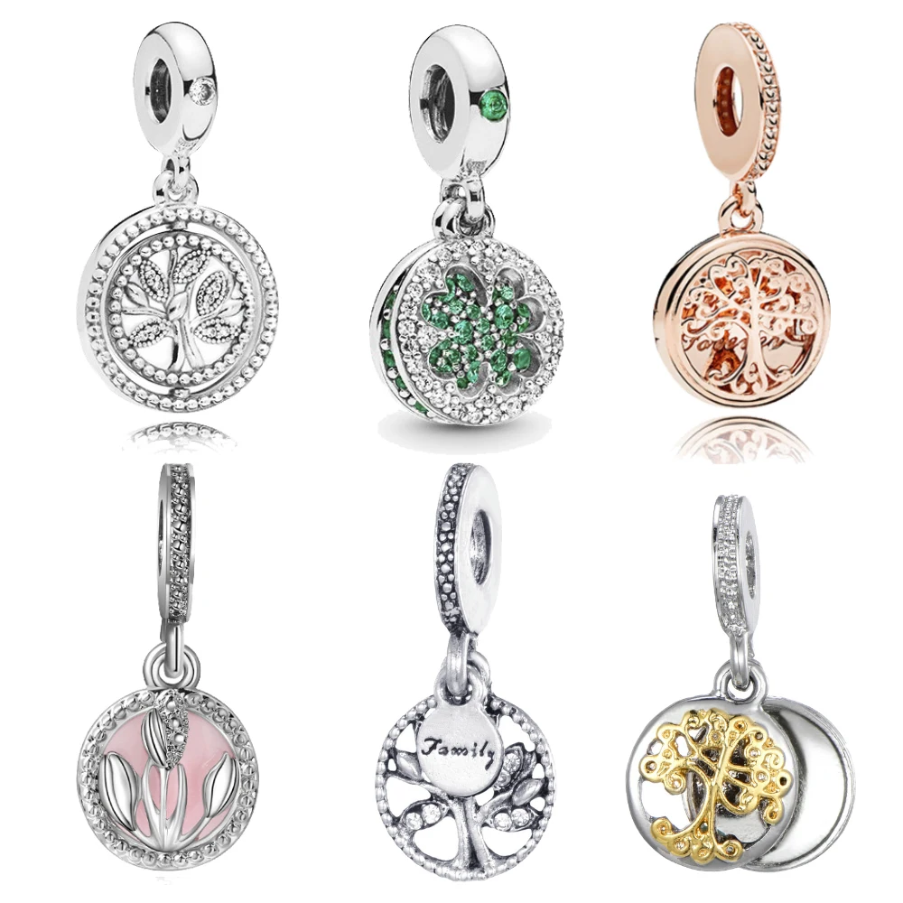 

Family Tree of Life Tulip Dangle Charm Beads Fit Original Pandora Charm Bracelet & Necklace DIY Authentic Women Jewelry