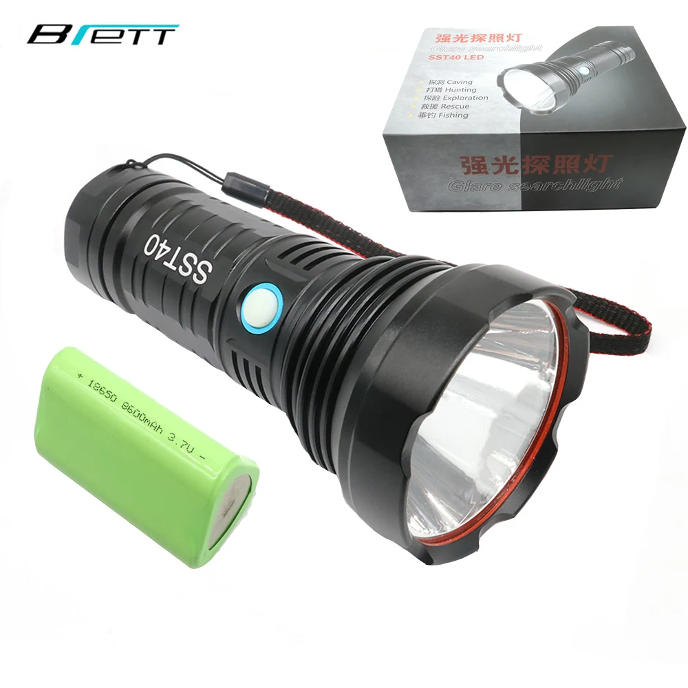 

Flashlight led usb charging T40 chip Use 18650 series battery Long battery life Shock Resistant Self Defense led taschenlampe
