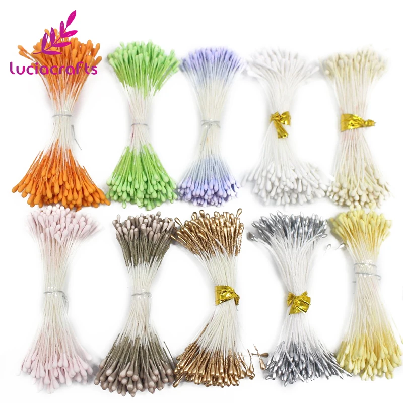 

Lucia crafts 288pcs/800pcs 18colors options double tips headers 1mm matte pearl flower stamen cake decoration D0406