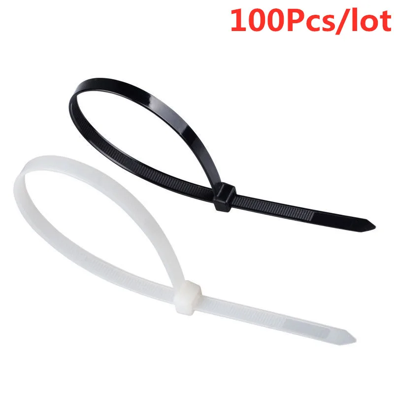 

100PCS 3 X 60/80/100/120/150/200mm White Black Milk Cable Wire Zip Ties Self Locking Nylon Cable Tie