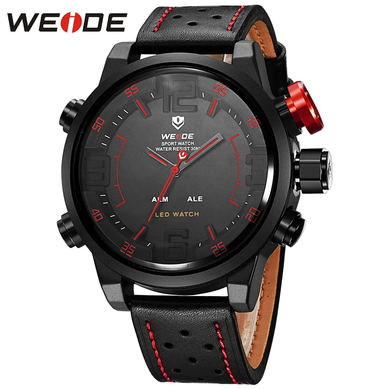 

WEIDE Fashion Sport Men Watches Quartz Wrist Watch Male Clock Army Military Leather Male Watch Date Display Relogio Masculino