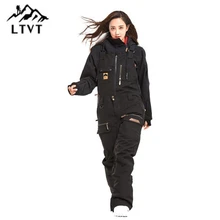 LTVT однобортный женский двойной нагрудник для сноуборда Водонепроницаемый черный лыжный Зимний Лыжный закрытый лыжный подтяжки новые зимние женские лыжные штаны