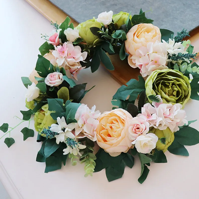 

FR Silk Wearth Rose Artificial Flowers Wreaths Door high Quality Artificial Garland For Wedding Decoration Home Party Decor
