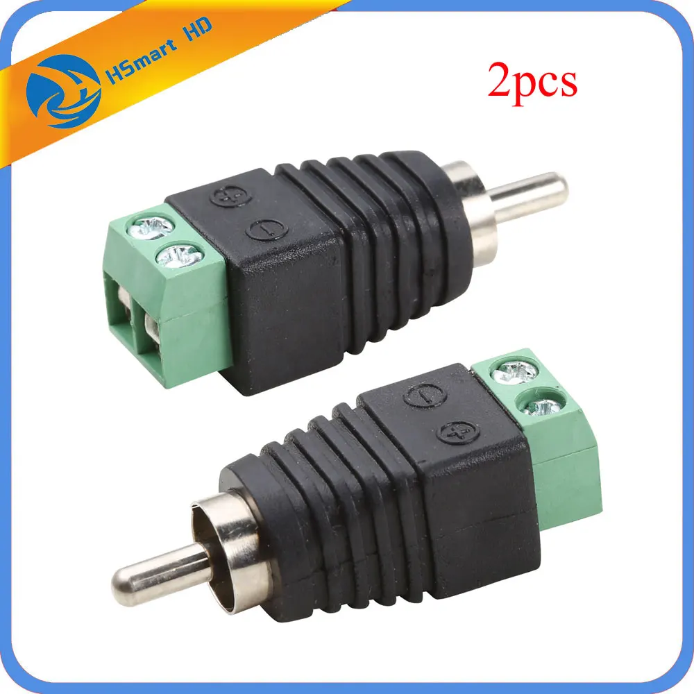 

Hot 2PCS Phono RCA Male Plug To AV Screw Terminal For CCTV AV Adapter Jack Balun for Camera Accessories DVR CCTV System