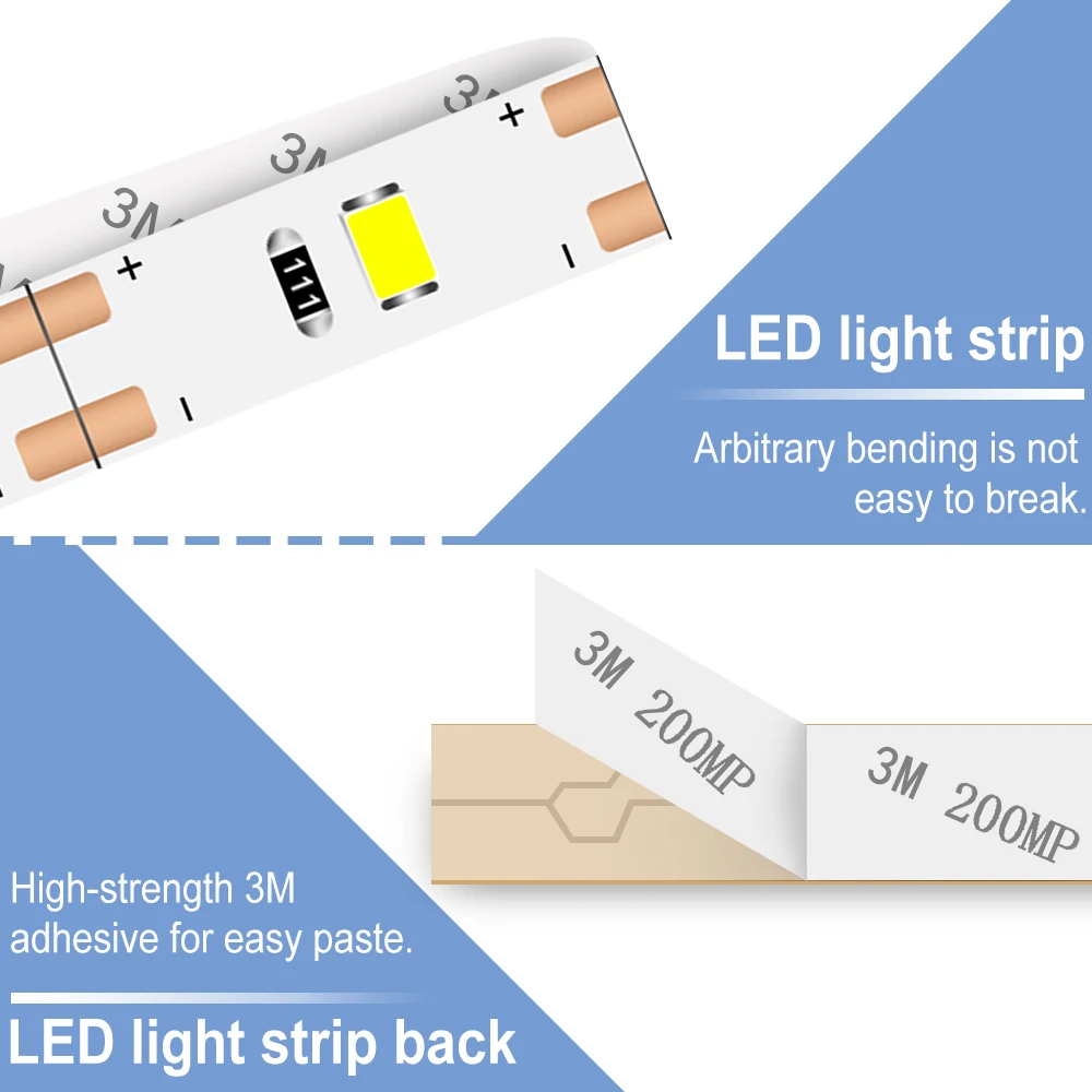 DC5V LED Light Strip Flexible 2835 Ribbon LED Light Tape 50CM 1M 2M 3M 4M 5M TV Background Lighting Christmas Decor lamp tape