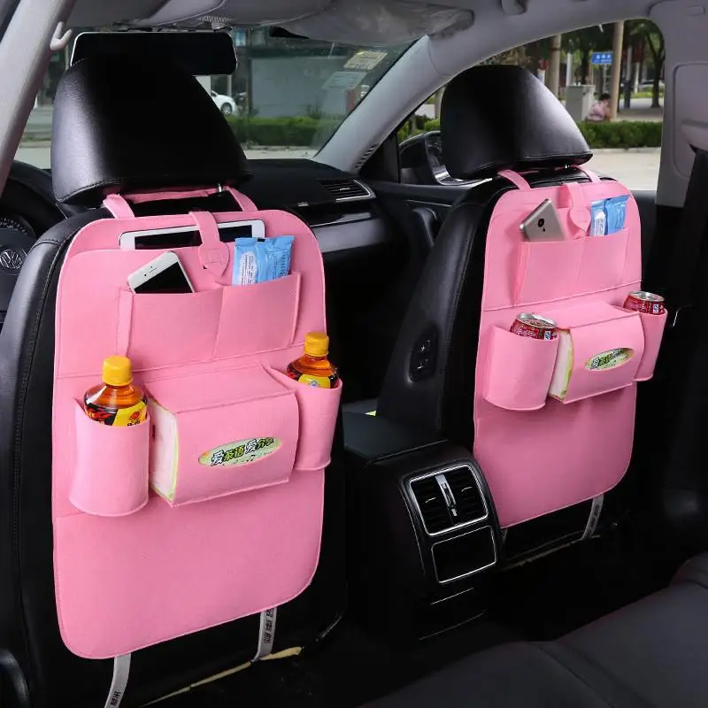 Многофункциональная автомобильная сумка для хранения на заднее сиденье спинка защита карманов Органайзер Авто Органайзер аксессуары для сидений Asiento Almacenaje - Название цвета: pink
