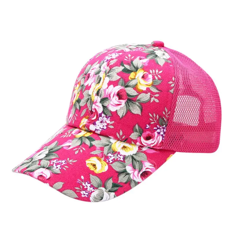 Women Summer Floral Hat Hiking Cap Mesh Cool Outdoor Sun Cap Female