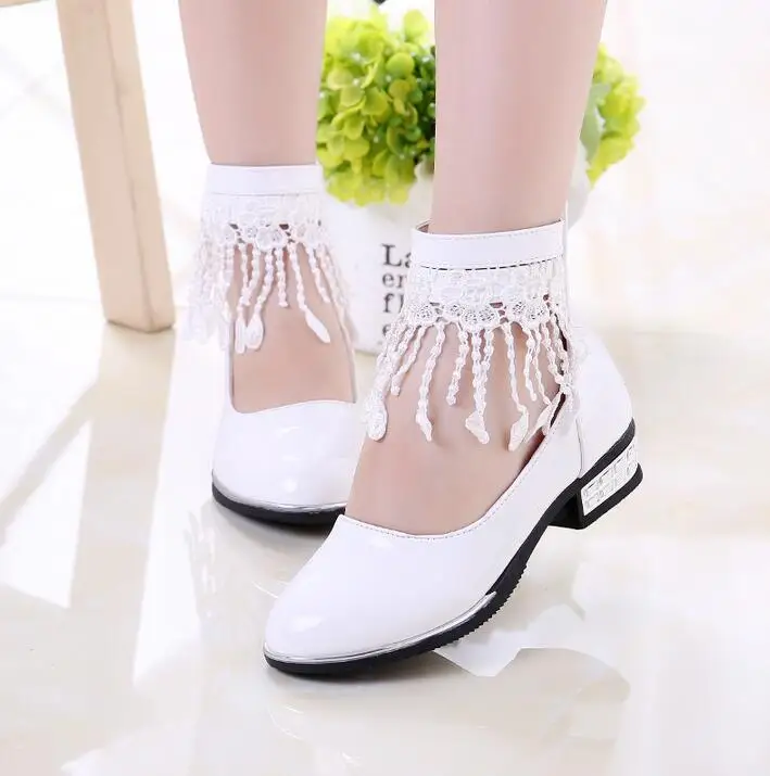 New Arrival 2016 Autumn Wear Children Leather shoes Baby Girls Tassel shoes Kids Student Korean Princess Party Lace Shoes