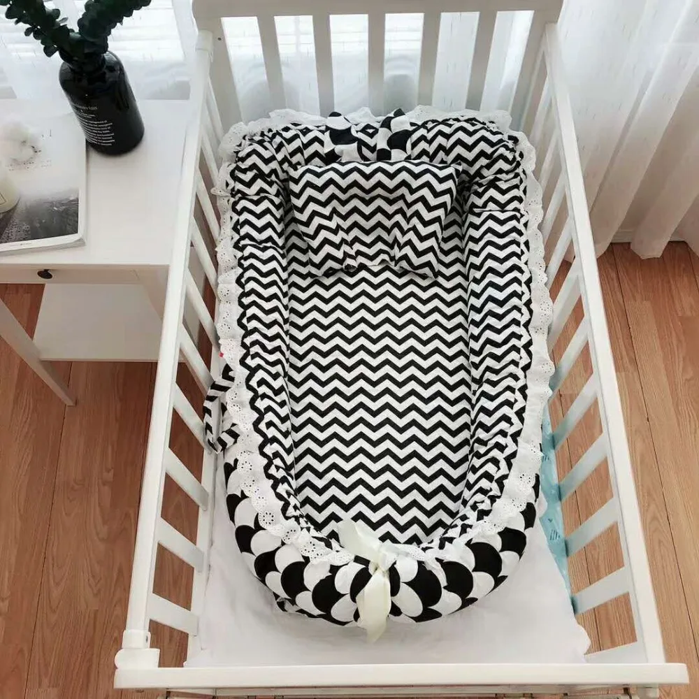 Детская кровать из хлопчатобумажной ткани для новорожденных; детская кроватка с рисунком; переносная мягкая подушка; бамперы для детей от 0 до 24 месяцев