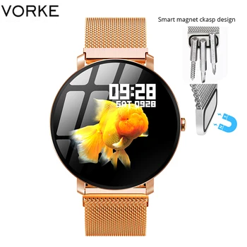 

Vorke VKT13 1.3“Full Touch Screen Milanese magnetic wristband Men Women Smart Watch Waterproof Blood oxygen Fitness Tracker