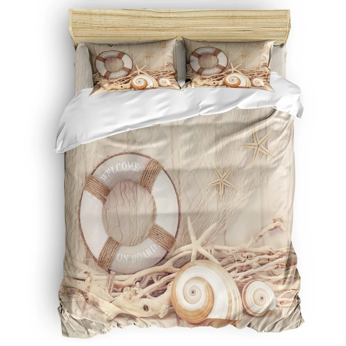 

Snail Shell Starfish Lifebuoy 3 Piece Bedding Sets Quilted Duvet Set Thanksgiving Day Duvet Cover Sets New Year's Day Veterans
