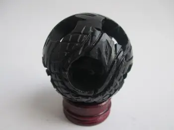 

Chinese hand carved jade LvKong dragon ball. stents