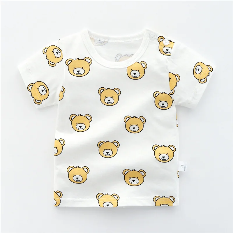 

Cotton short sleeve Kids's T-shirt for girl with animal pattern O-neck collar 0-4ys children top clothing