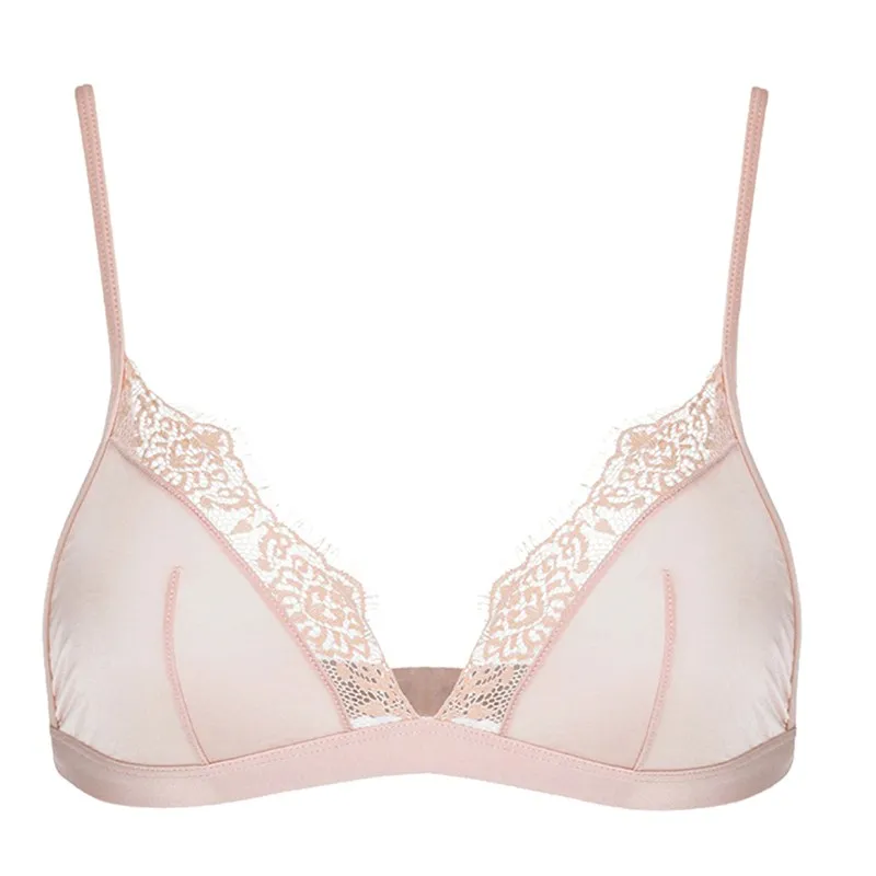 New sexy Satin Bra ultra-thin Wireless Bralette lingerie Lace 3/4 cup Women Brassiere underwear female Soft Comfortable top bras
