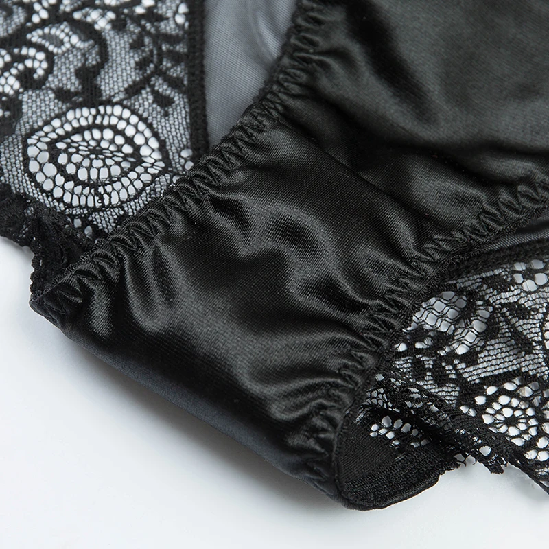 Women's Satin and Lace Panties - Soft and Transparent Sheer Briefs, Tangas, and Knickers with Shiny Satin Finish image 6