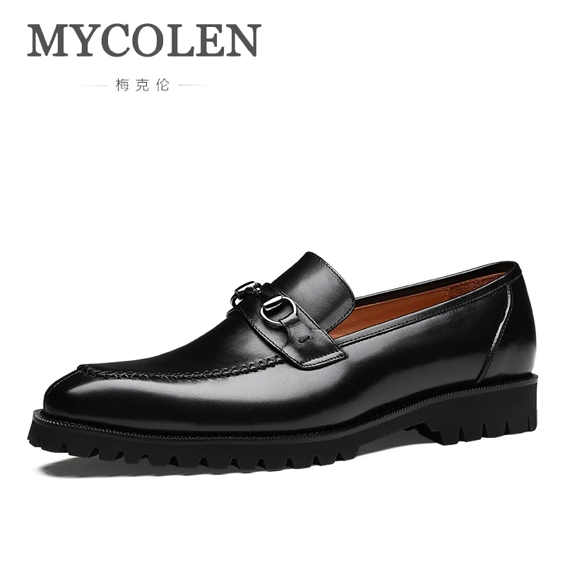 

MYCOLEN 2019 New Luxury Product Men Casual Leather Shoes Slip On Leather Mens shoes Pointed Toe Breathable Mannen Schoenen