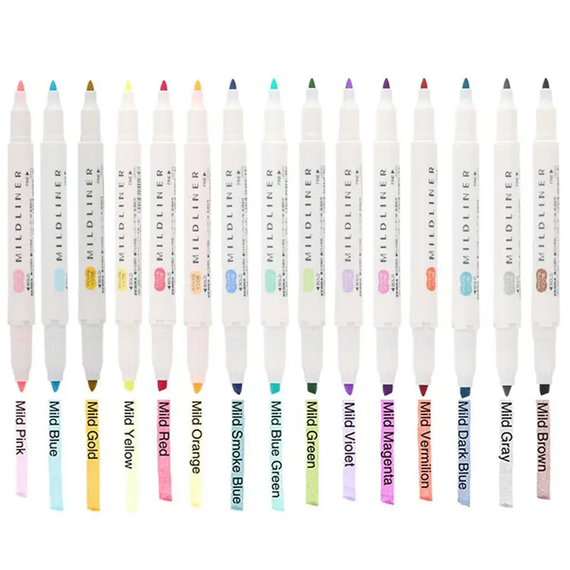 

Japan ZEBRA Mildliner new color light color series double fluorescent pen mark notes student supplies stationery 5 PC/set