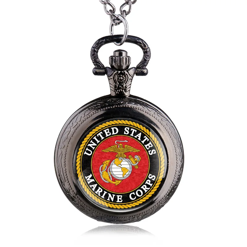 Винтажные бронзовые Соединенные Штаты морской корпус тема карманные часы для мужчин и женщин военные мужские подарки