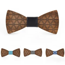 Дизайн треугольный принт деревянный галстук-бабочка галстуки высокого качества натуральное дерево, ручная работа воротник костюм рубашка Свадебные бабочки галстуки