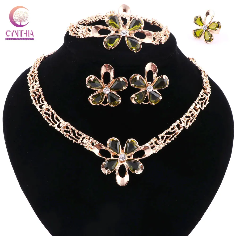 

Hot sale Trendy jewelry sets women necklace for party statement necklace wedding boho crystal with earrings 2017