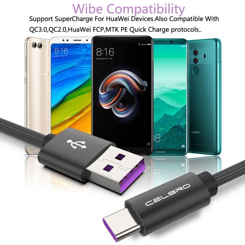 5A Usb C кабель Быстрая зарядка Usb-C зарядное устройство Kable для huawei mate 20 Lite mate 30 Pro Honor 20 10 нейлоновый Плетеный Usb кабель для зарядки