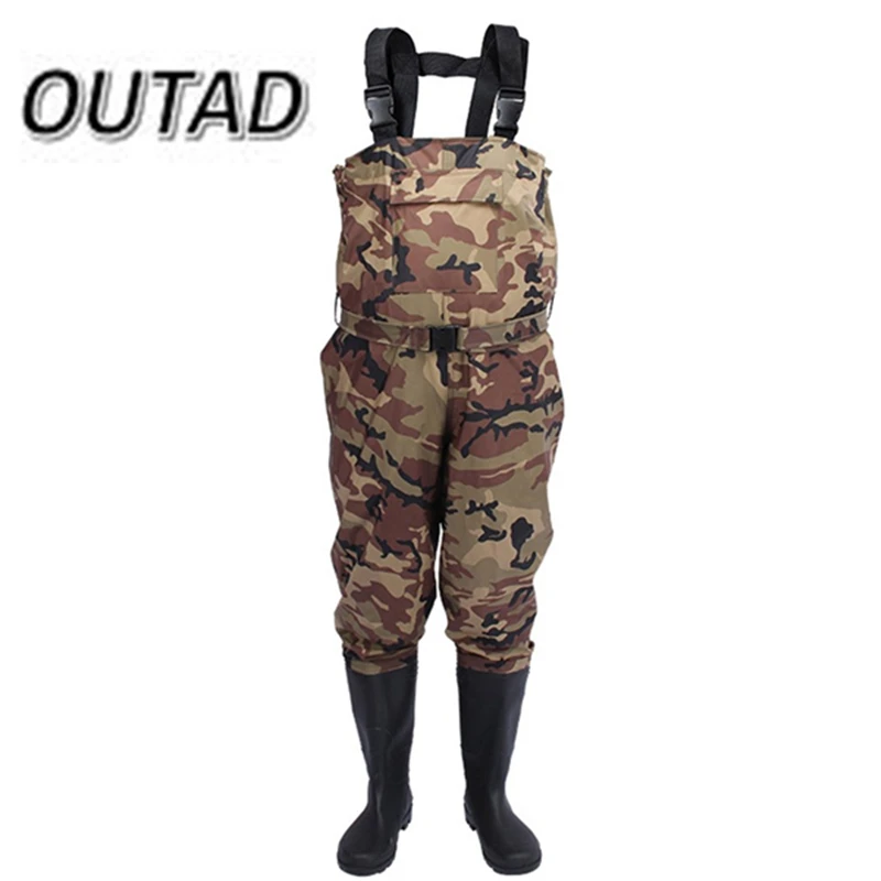 Image Camouflage Thicker Waterproof Fishing Boots Pants Breathable Chest Wading Farming Overalls for Outdoor Fishing Waders 8 sizes