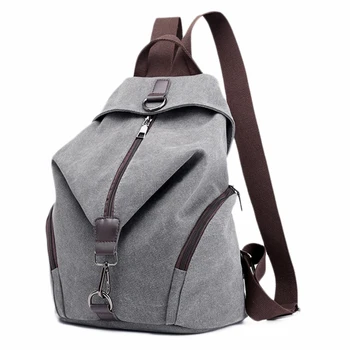 

BEAU-Canvas Backpack School Bag Casual College Travel Purse Shoulder Bag For Men Women (Grey)