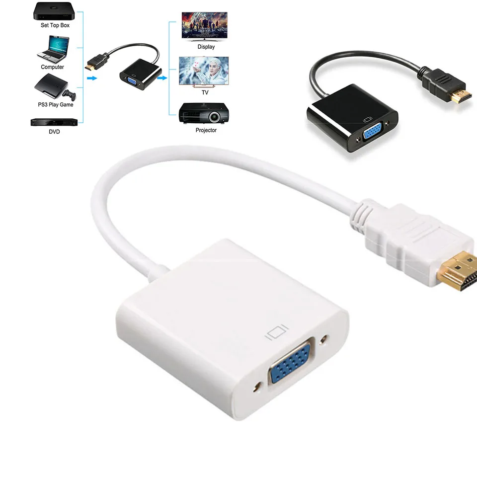 HDMI к VGA кабель адаптер Hdmi переключатель цифро-аналоговый преобразователь мужчин и женщин сплиттер адаптер для PC Поддержка 1080P HDTV C106