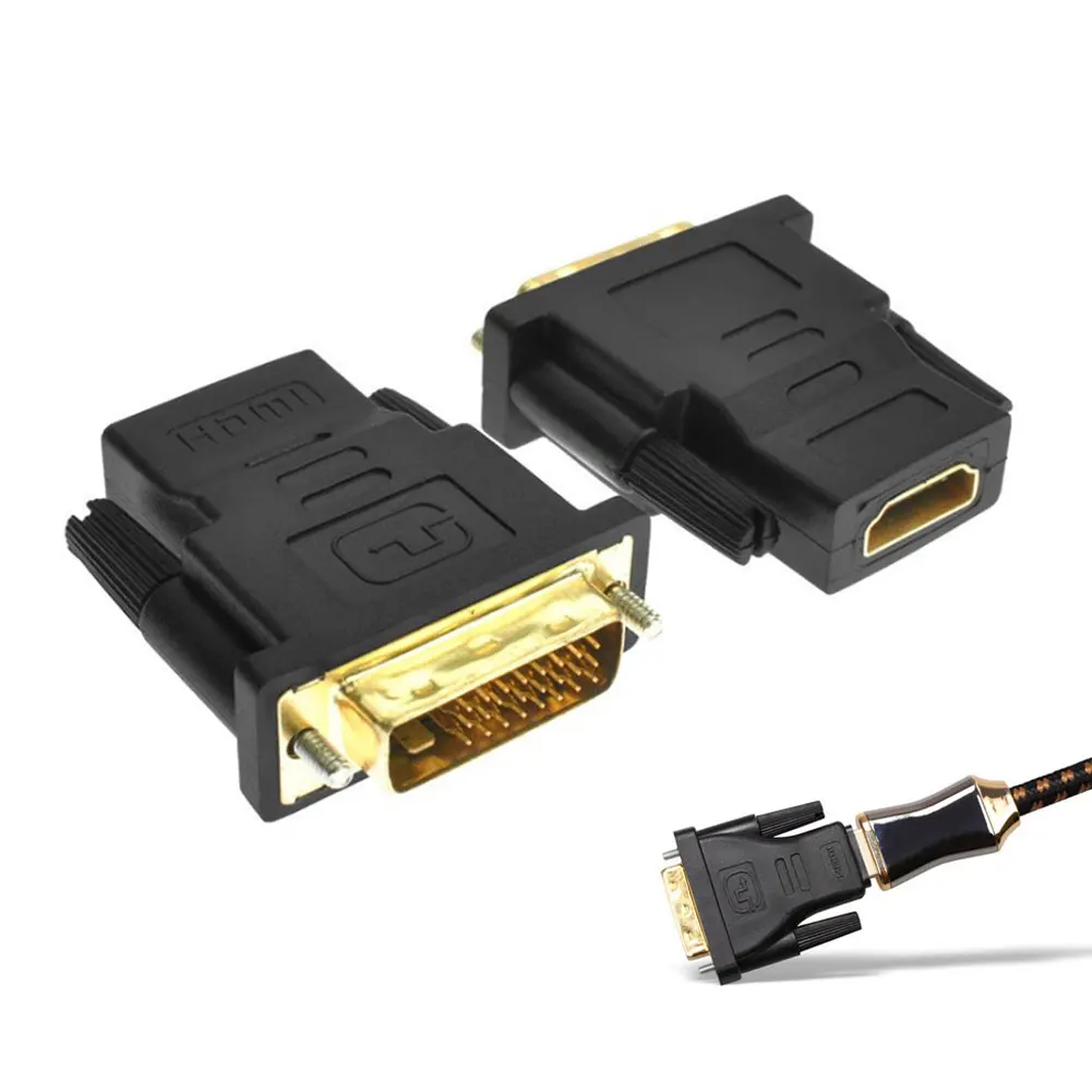 

2Pcs 24+1 Pin DVI-D Male To HDMI Female 19 Pins Adapter HD HDTV Monitor Display Converter GDeals