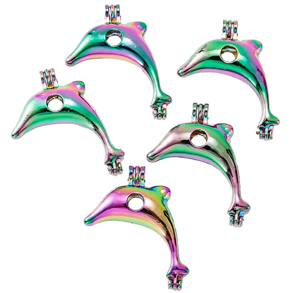 

1pcs/lot Rainbow Color Lovely Dolphin Heart Pearl Cage Pendant Pearl Locket Fairytale Party