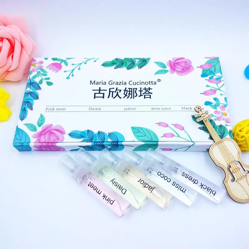 

VIBRANT GLAMOUR 5Pcs Women Female Perfumed Atomizer Set Perfumed Bottle Long Lasting Flower Fragrance 5 Styles Scent Deodorant