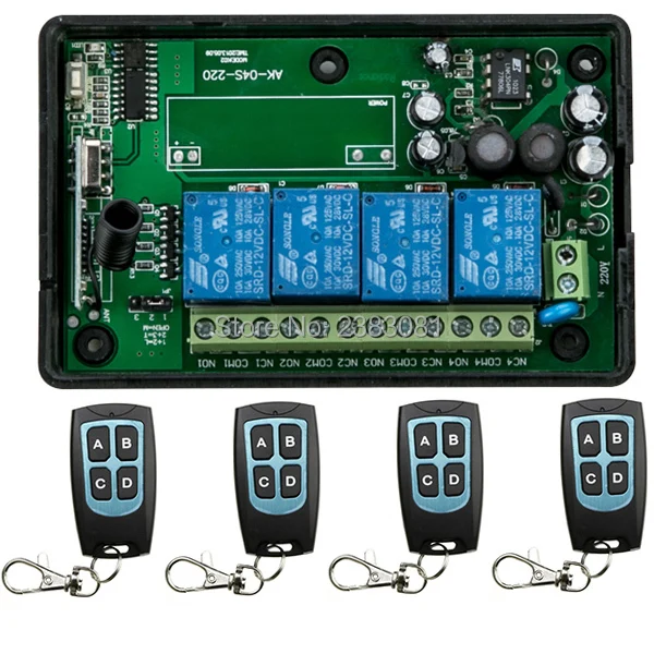 

New AC85V~250V 4CH RF Wireless Remote Control System / Radio Switch remote switch receiver for Appliances Gate Garage Door