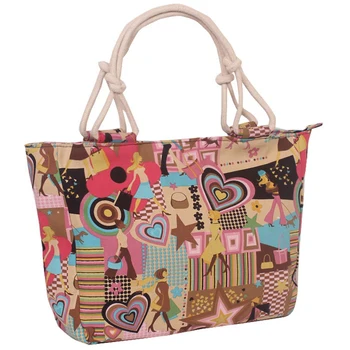 

Folding Storage Bag Women Big Size Shopping Bag Tote Ladies Casual Flower Printing Canvas Lunch Bag