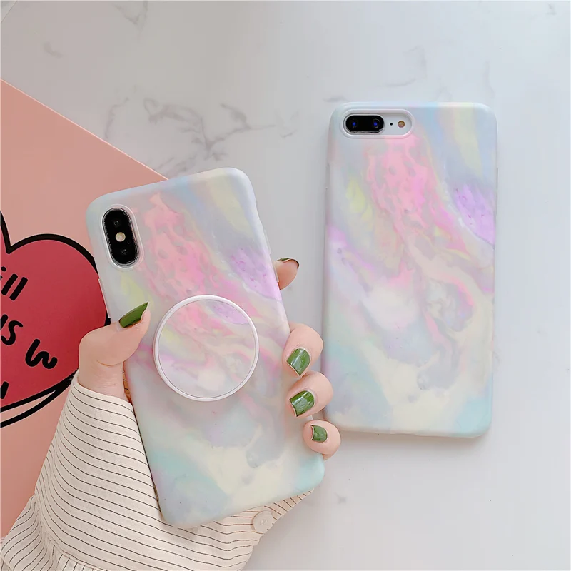 

Expanding stand holder marble case for iphone X XS Max XR case for iphone 6 6s 7 8 Plus Grip holder case soft TPU case capa