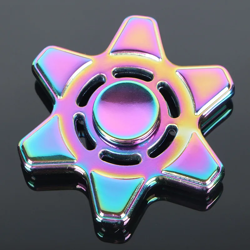 Красочные Шесть звезд Tri-Spinner игрушка-Спиннер из металла ручной Спиннер для аутизма и СДВГ дети взрослые фокус вращение магический набор - Цвет: Многоцветный