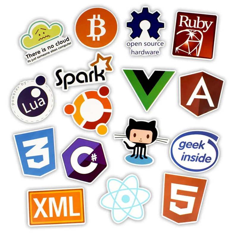 50 PCS Programming Language Sticker Java Html APP Software Program Stickers for Geek DIY Laptop Macbook Computer Phone PS4