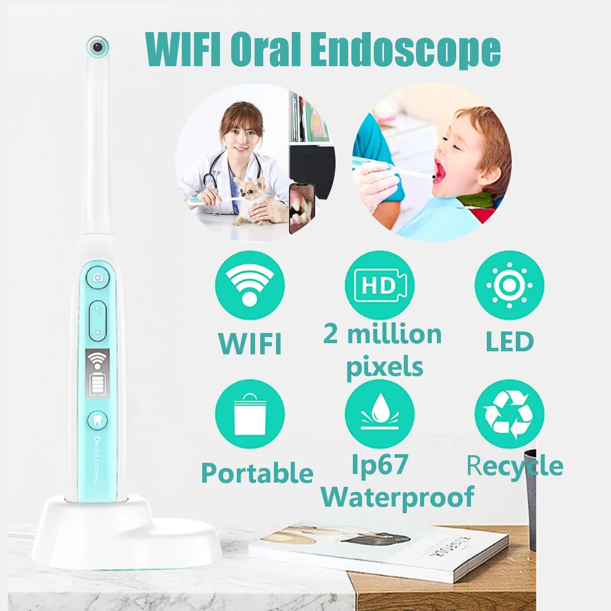  WiFi Wireless Dental Camera HD Intraoral Endoscope With 8 Led lights Inspection for Dentist Oral Re - 33054323240