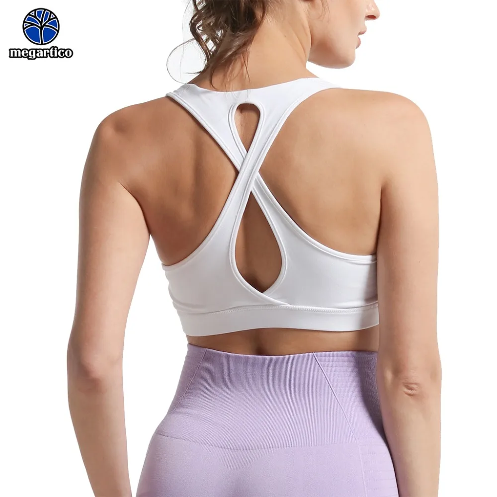 

Megartico white gym bra women seamless Removable Padded Bras Sport Top High Elastic Fitness Vest For Yoga Quick Dry Running Bra