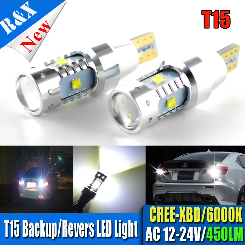 

New 2x30W AC12-24V Canbus 6SMD High Power XBD W16W Error Free 912 921 T15 LED Bulbs For Car Backup Reverse Lights white