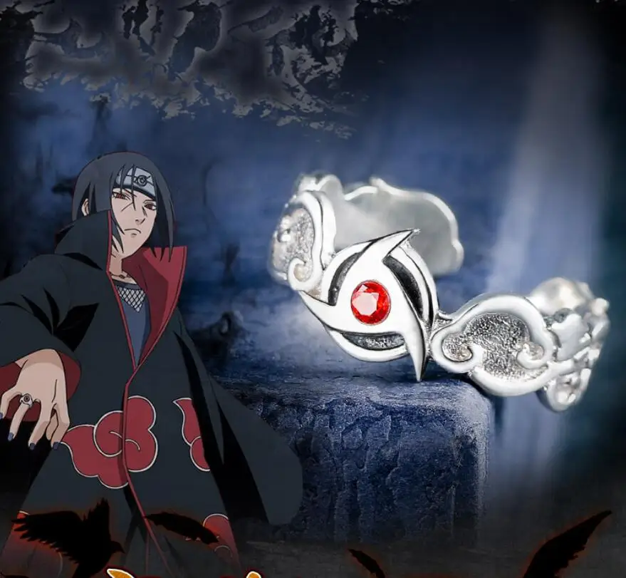 

NARUTO Uchiha Itachi 925 Ring Kaleidoscope eye Zircon cos Gift Adjustable
