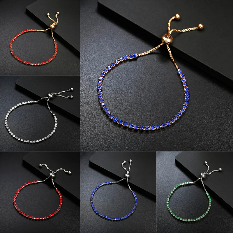 

Fashion Adjustable Tennis Bracelets & Bangles For Women Charm Bracelet Cubic Zircon Wedding Jewelry Rhinestone Pulseras Mujer