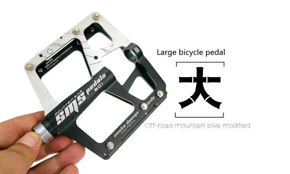 SMS Aluminum Bicycle Pedals High Strength Moutain Bike Antislip Steel Axis Pedal