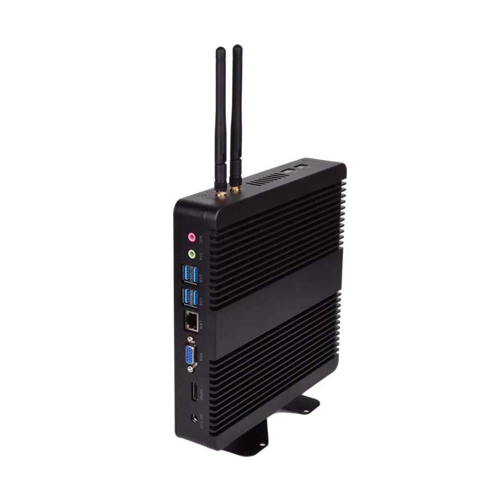 Безвентиляторный мини ПК компьютер Intel Core I3 6100U/ I5 6200U/ I7 5550U Quad core Windows 10 4K HTPC неттоп