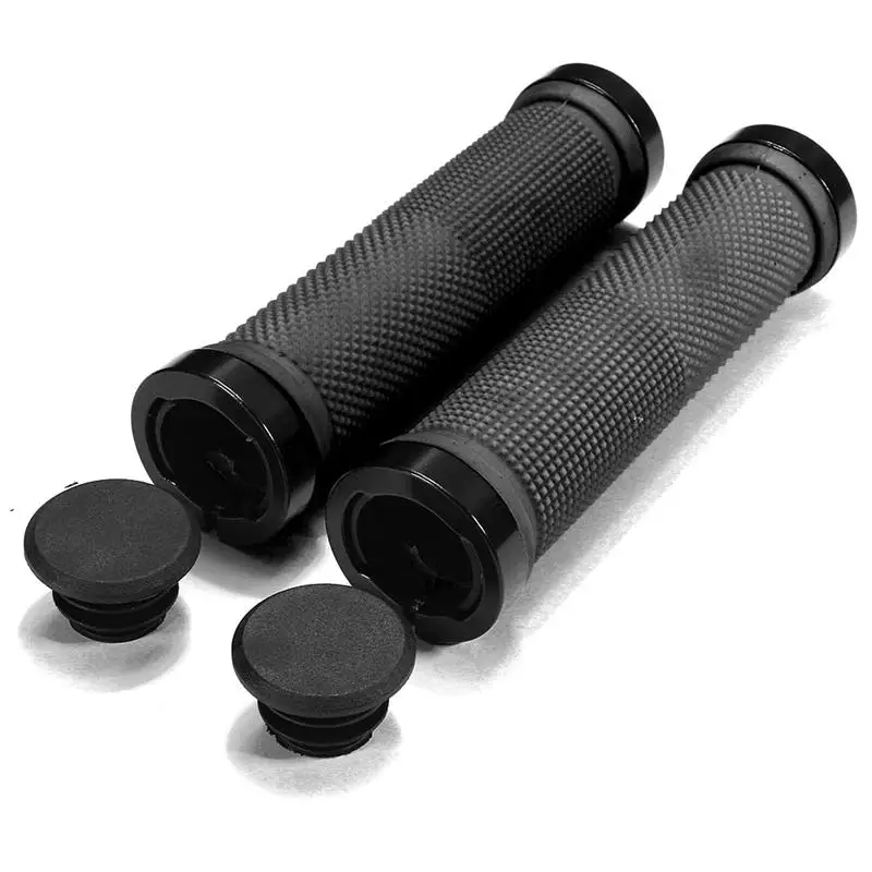 A Pair of Mountain Bike Bicycle MTB Non-Slip Rubber Lock On Handlebar Grips(White