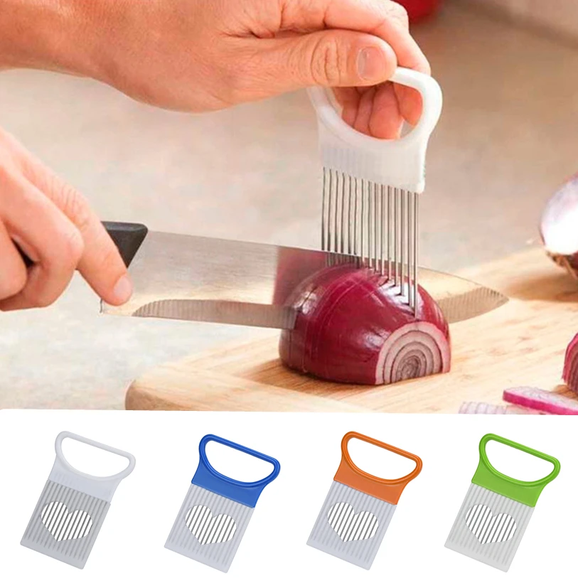 

1PC Kitchen Onion Tomato Vegetable Slicer Cutting Aid Guide Holder Fruit Slicing Cutter Gadget Tools Wholesale 30FB19